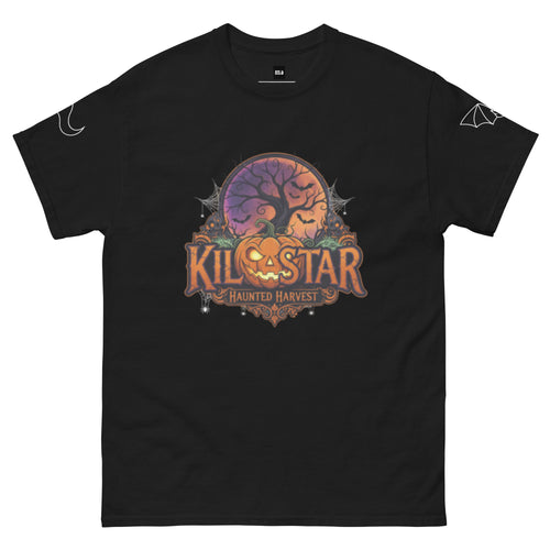 KILO T HALLOWEEN premium unisex tee featuring urban Halloween style with a spooky pumpkin design.